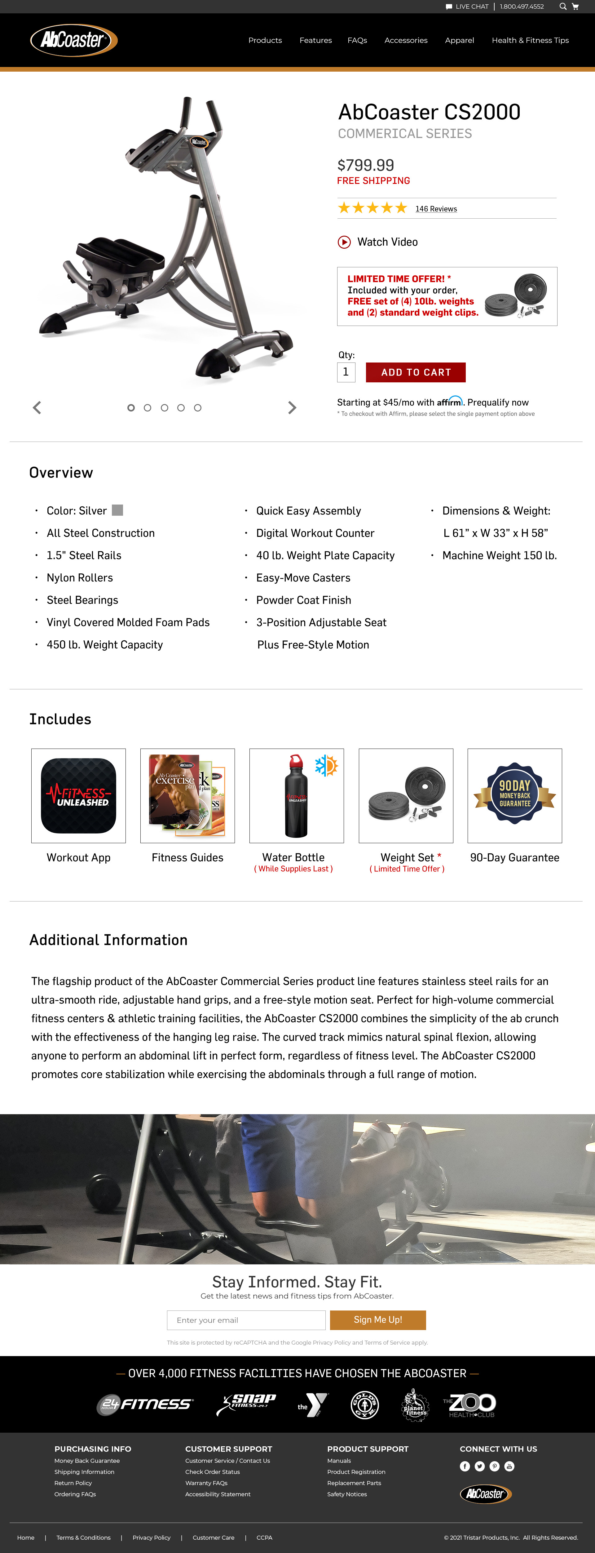 AbCoaster D2C Direct Response TV Shop Page