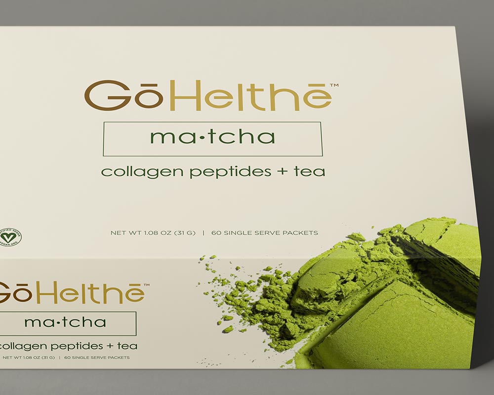 GoHelthe Matcha Tea Collagen Peptides Sleeve Packaging