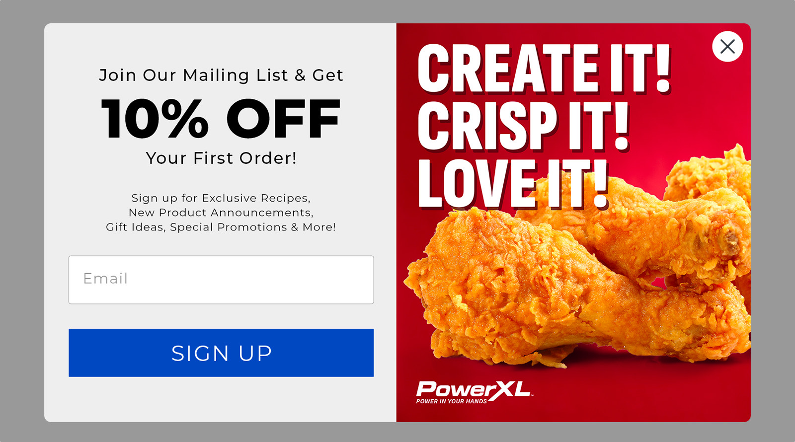 PowerXL Email Form Pop-Up